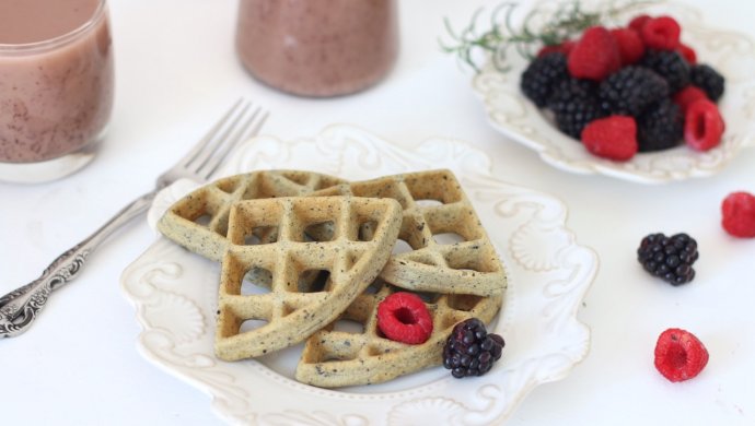 Black sesame waffles