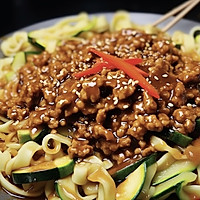 The noodles covered with minced meat in sauce are really amazing ! I really want to have one bite after another. It’s so enjoyable. Illustration of how to make it 6