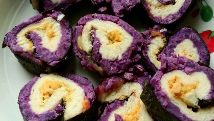 Purple potato toast sushi