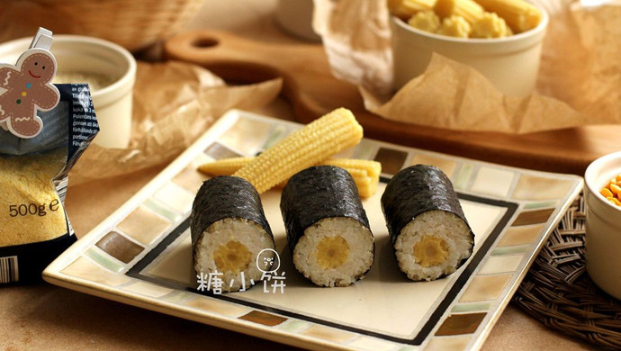 Corn and bamboo shoot sushi