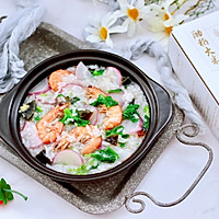 #WhattoeateToday#Illustration of how to make sea shrimp preserved egg and radish porridge 16