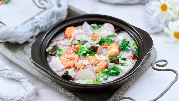 Shrimp and preserved egg radish porridge