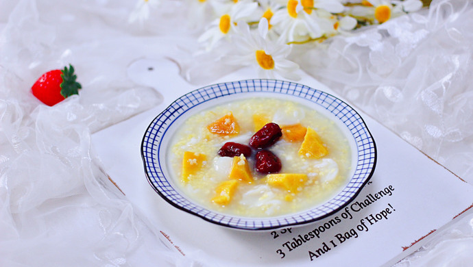 Sweet potato, lily, red dates and millet porridge