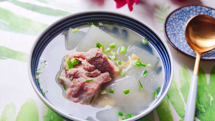 Dried bamboo shoots, winter melon and pork ribs soup