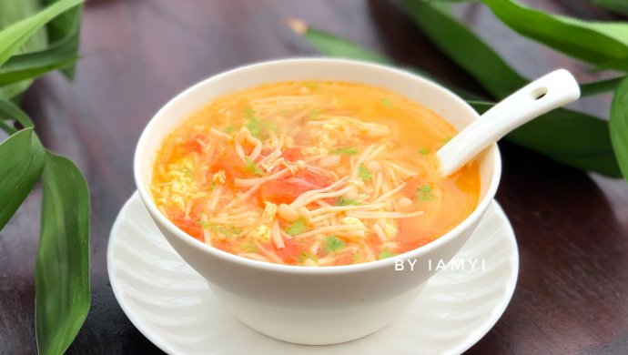 Tomato Enoki Mushroom Soup