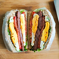 Personal test of delicious weight loss meal whole wheat egg steak sandwich quick breakfast Illustration of balanced nutrition 7