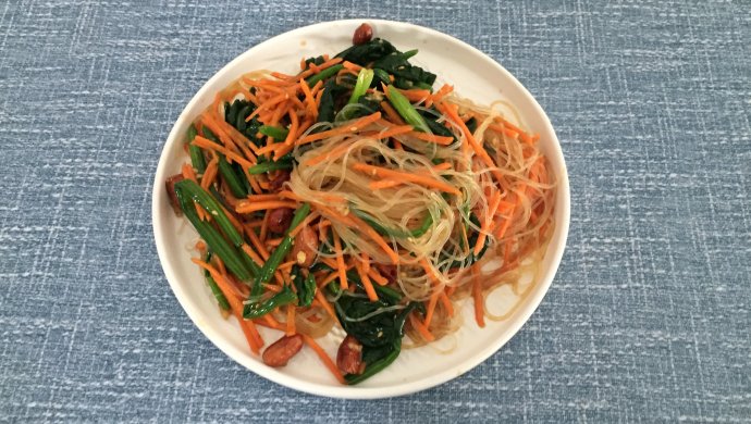 Garlic Salad Spinach Vermicelli Peanut Rice