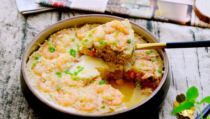 Steamed Egg with Minced Pork and Shrimp