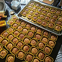 Mid-Autumn Mooncakes (salted egg yolk, meat floss and mochi) with thin skin and fillings Illustration of many methods 18