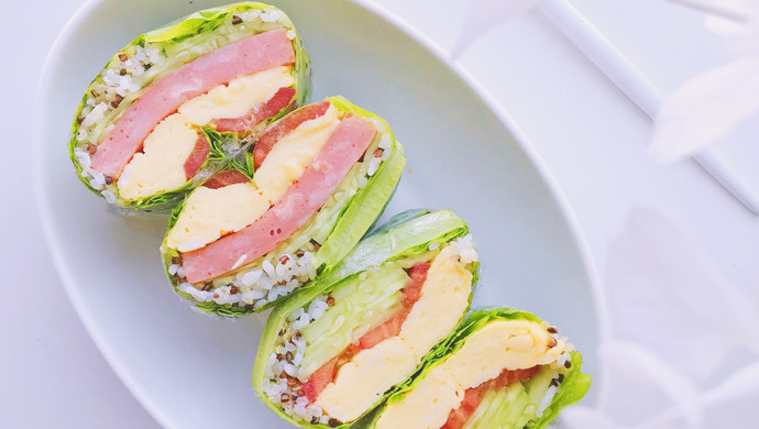 Lettuce wrapped rice rolls