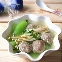 Illustration of how to make mushroom, lettuce and beef ball soup 10