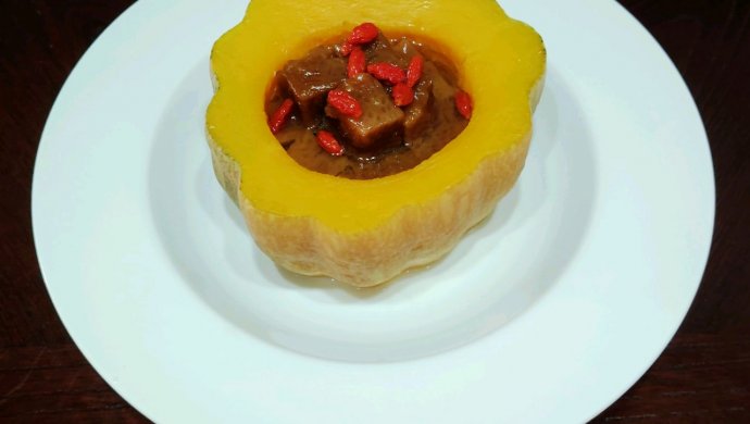 Steamed pumpkin with yellow cake