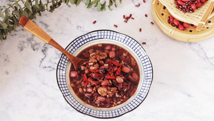 Oatmeal and red bean porridge