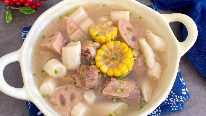 Yam, Lotus Root, Corn and Pork Ribs Soup