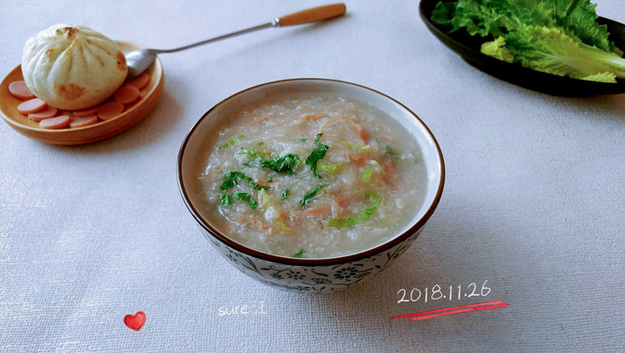 Chinese cabbage, ginger and radish porridge