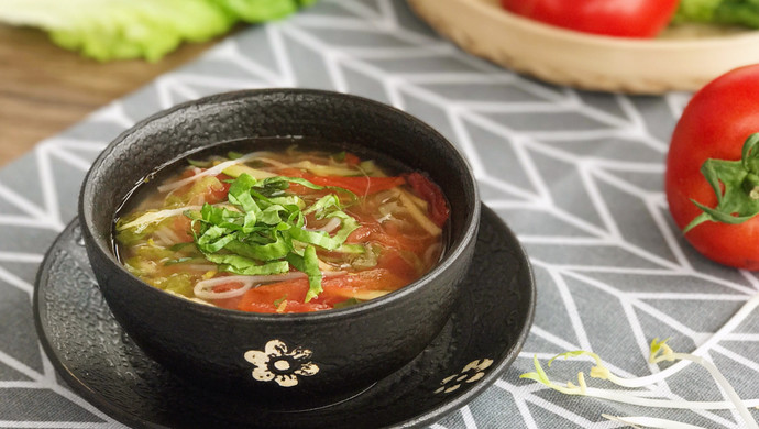 Low fat, clean stomach, fragrant three-silk vegetarian soup