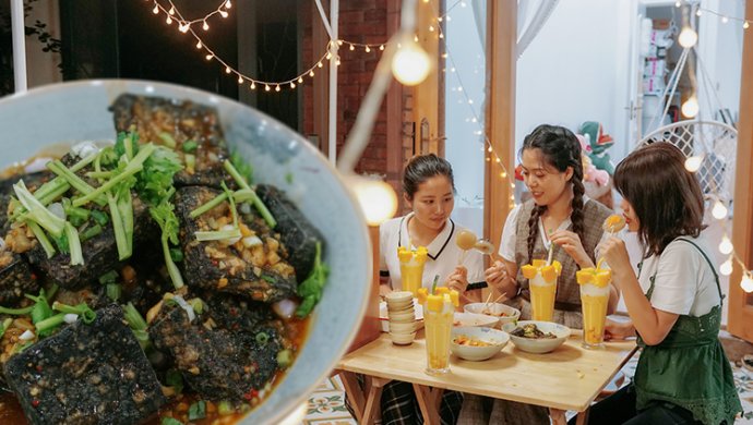 Homemade street food stinky tofu