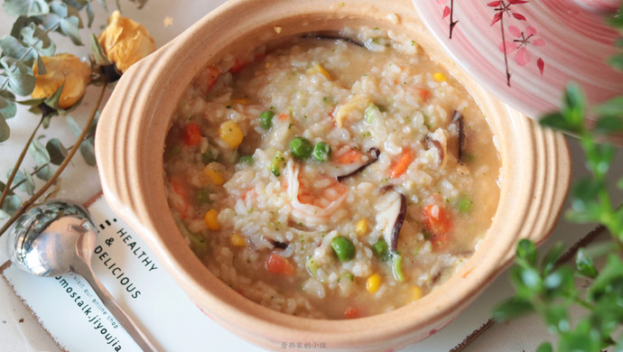 Vegetable and seafood porridge