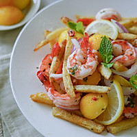 Mango Shrimp French Fries Salad Recipe Illustration 6