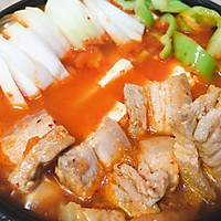 Korean style pork belly spicy cabbage tofu soup Smita style is a must-have for watching Korean dramas Illustration of late-night snack recipes 9