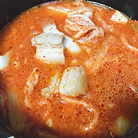 Korean style pork belly spicy cabbage tofu soup Smita style is a must-have for watching Korean dramas Illustration of late-night snack recipes 8