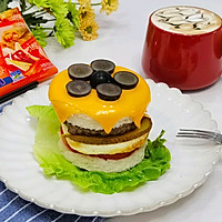 #cheesecover was exploded and changed to cheese flavor#Breakfast/Toast Beef Illustration of how to make pancake cheeseburger 7