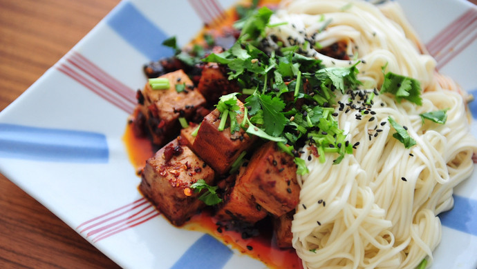 Laoganma’s roasted tofu-mixed noodles