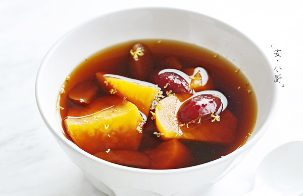 Boiled Sweet Potatoes with Brown Sugar and Ginger Tea