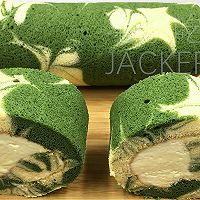 Matcha marble cake roll, slightly bitter and sweet, contrasting each other, Evocative illustration of how to do it 25