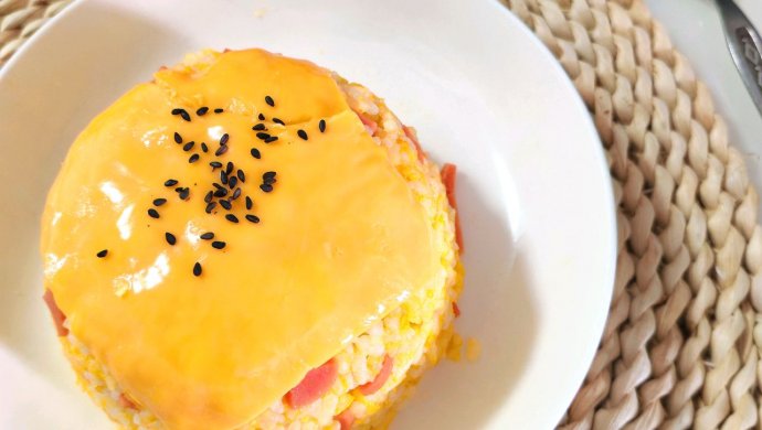 Cheese stuffed egg fried rice