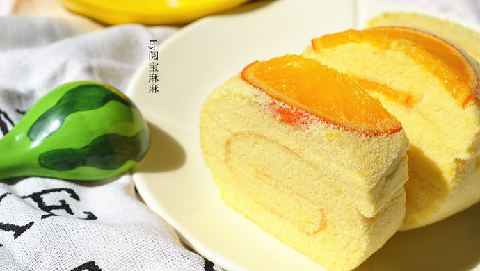 Orange chiffon cake roll