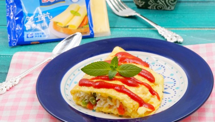 Cheese omelette rice