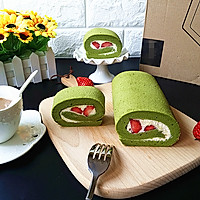 #豆fruit10thanniversaryhappybirthday#Strawberry Matcha Cream Cake Roll Illustration of how to do it 18