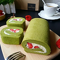 #豆fruit10thanniversaryhappybirthday#Strawberry Matcha Cream Cake Roll Illustration of how to do it 19