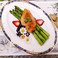 Western food – Illustration of grilled chicken breast with asparagus 9