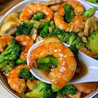 #开看游戏hay吃 round#Fat-reducing meal! Low Illustration of how to make delicious broccoli, mushrooms and fried shrimps 1