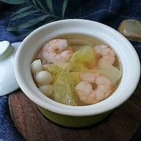 Oil-free and low-calorie nutrition-braised cabbage soup with shrimps, seafood, mushrooms# I buy it from COFCO, and the supermodel’s ingredients are revealed# Illustrated recipe 7