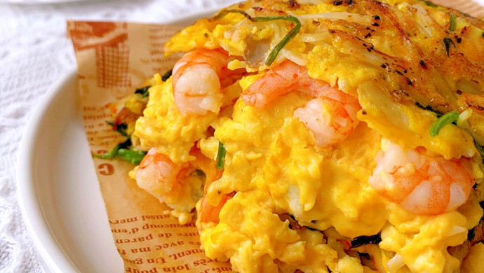 Cheese seafood vegetable omelette