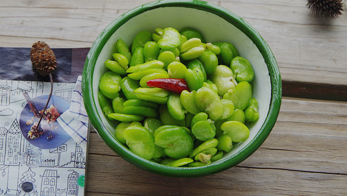 Fried broad beans and rice