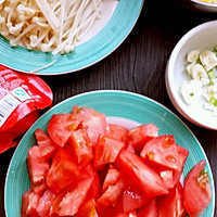 Illustration of how to make tomato and enoki mushroom egg soup 2