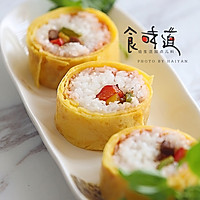 Illustration of how to make egg roll rice 10