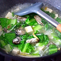 #一菜面白豆奶吃#海 oyster, tofu and green vegetables Illustration of how to make soup 13