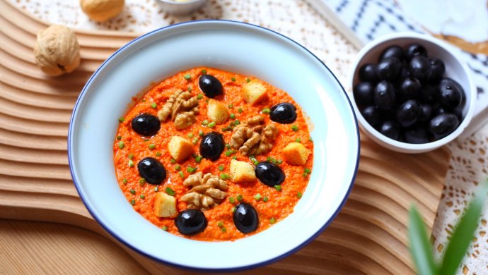 Black Olive Walnut and Red Pepper Salad