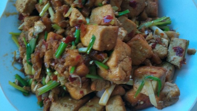 Fried tofu with oil residue