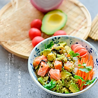 Illustration of how to make Japanese salmon and avocado rice 8