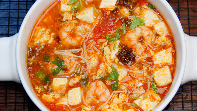 Shrimp, Tomato and Tofu Soup