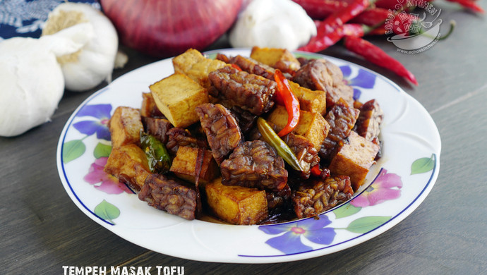 Fried tempeh with tofu