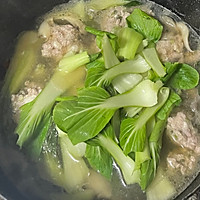 # Lidong the first supplement#Green vegetable, oyster mushroom and meat ball soup Illustration of how to do it 6