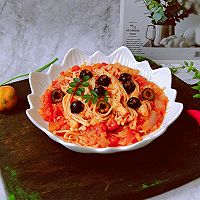 # Spanish Olive Pizza Salad Creative Dishes#Black Olive Tomato Enoki Mushroom Illustration of how to do it 14