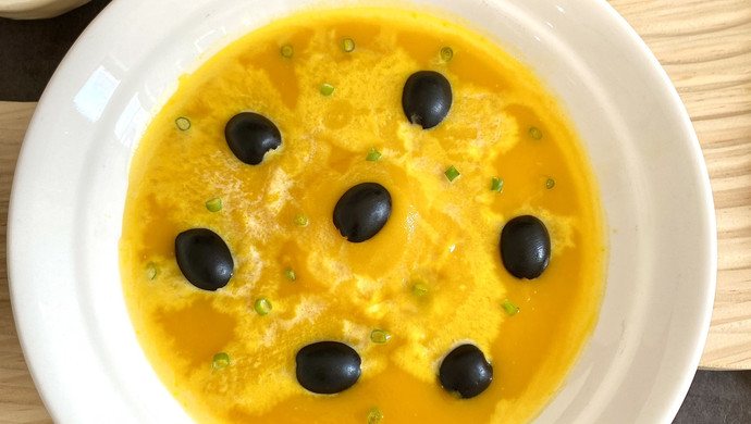 Spanish black olive pumpkin soup